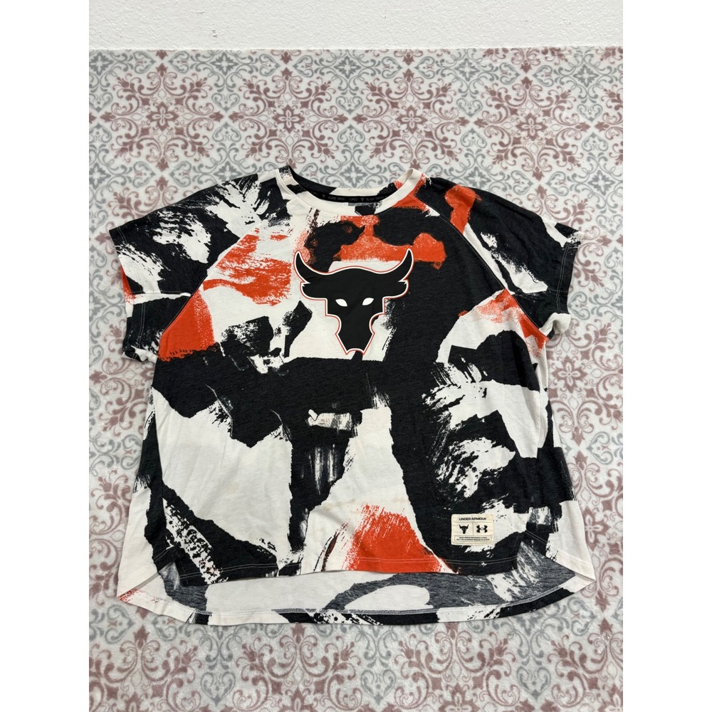 Under Armour Project Rock Brahma Bull T-Shirt Large Black White Orange